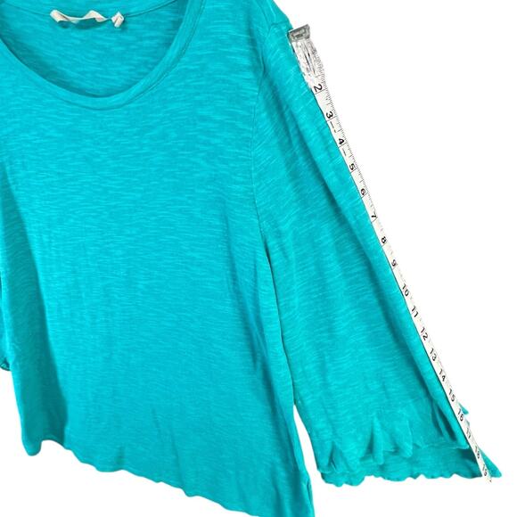 Soft Surroundings Erin Tunic Top Womens 1X Teal Green Linen Blend Ruffles Breezy - Picture 10 of 15